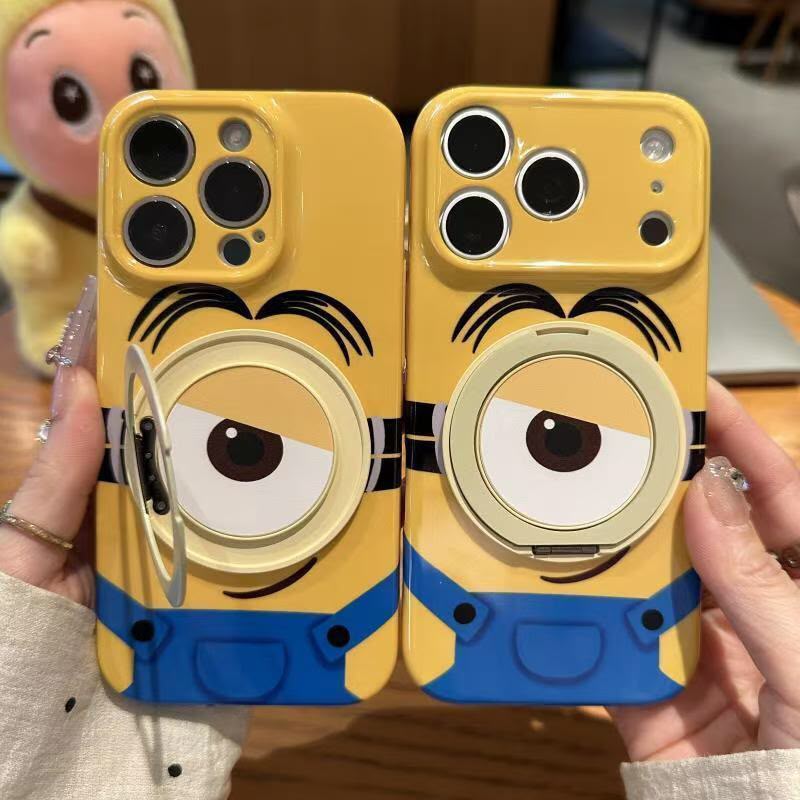 Yellow Minion iPhone Case with Foldable Lens Kickstand