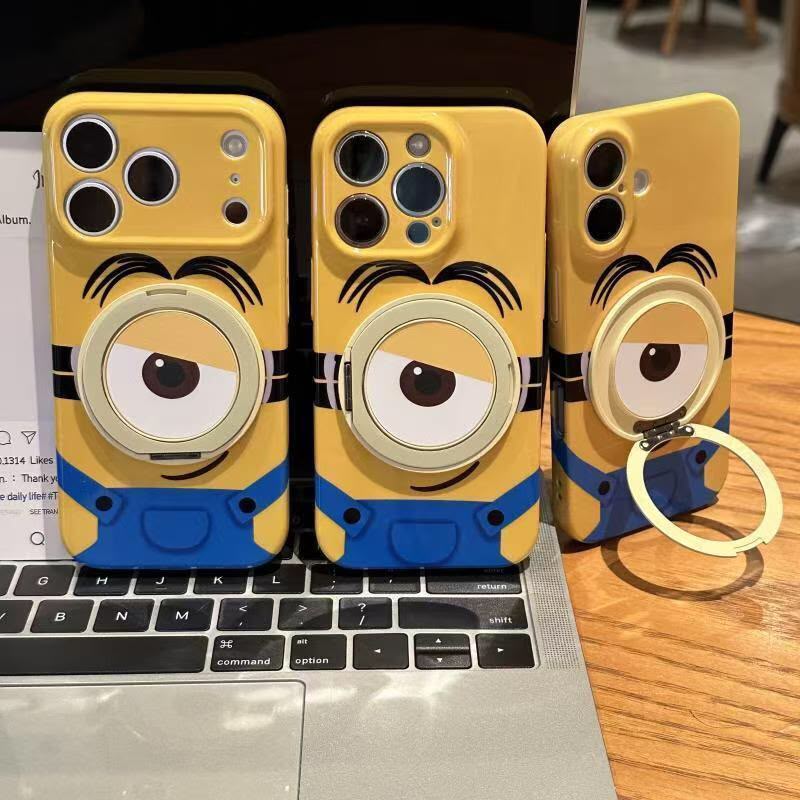 Yellow Minion iPhone Case with Foldable Lens Kickstand