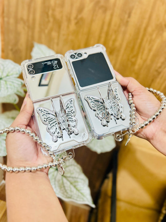 Silver 3D Butterfly Samsung Case