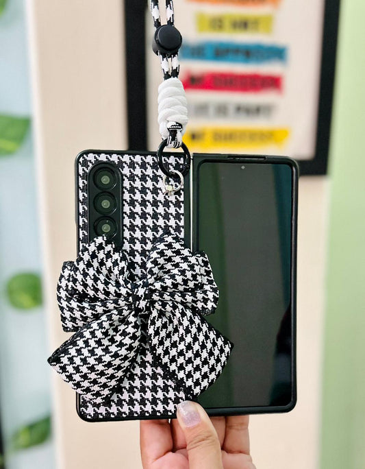 Black-White Bow Armband Samsung Fold Case - ThePhoneCart