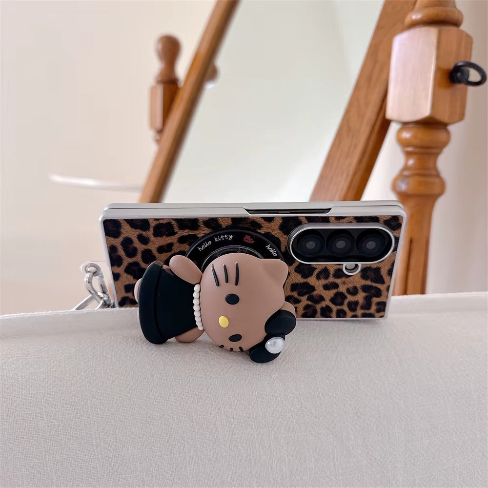 Leopard Print 3D Cat Samsung Flip Case ThePhoneCart