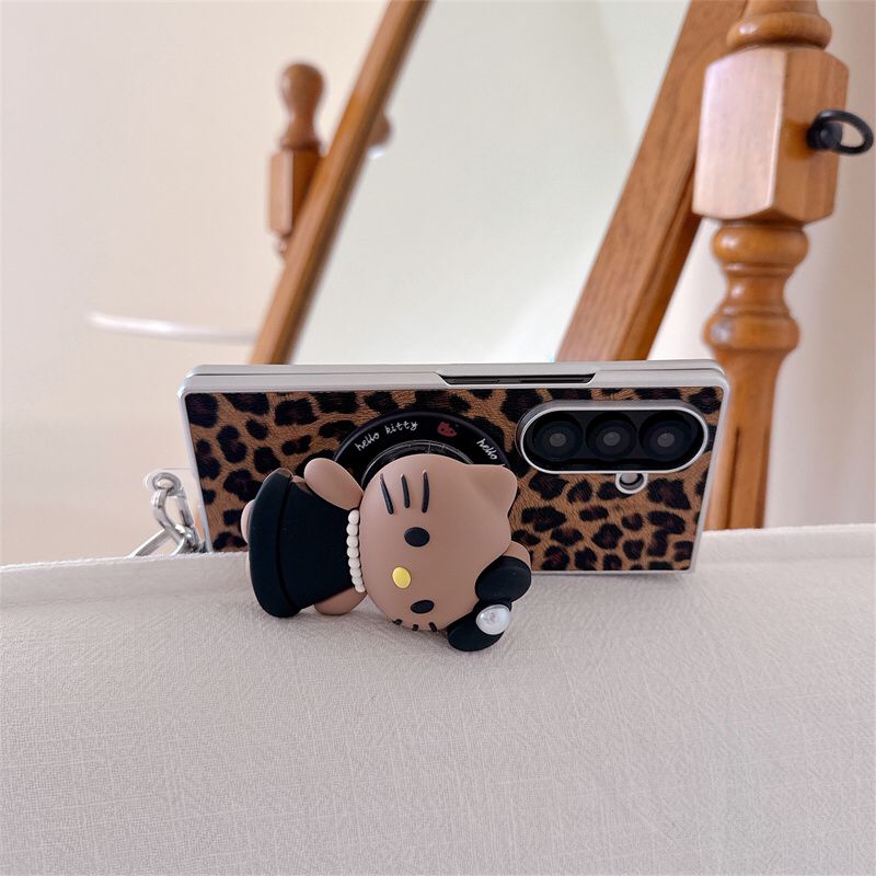 Leopard Print 3D Cat Samsung Flip Case ThePhoneCart