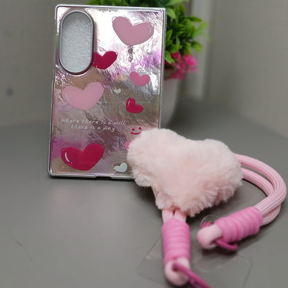 Painted Pink Heartz Samsung Cover With Lanyard