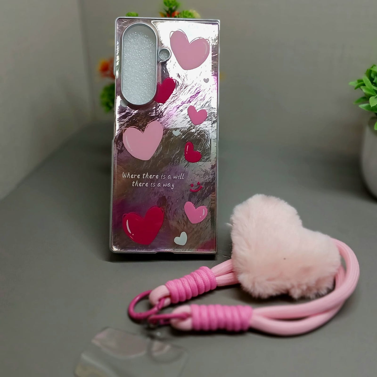 Painted Pink Heartz Samsung Cover With Lanyard
