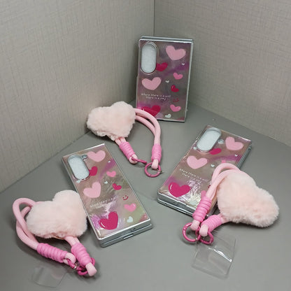 Painted Pink Heartz Samsung Cover With Lanyard