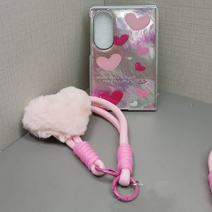 Painted Pink Heartz Samsung Cover With Lanyard