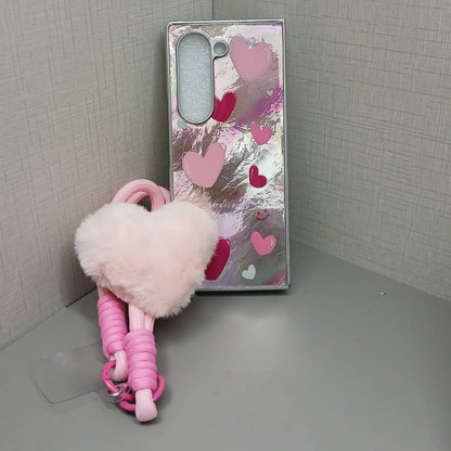 Painted Pink Heartz Samsung Cover With Lanyard