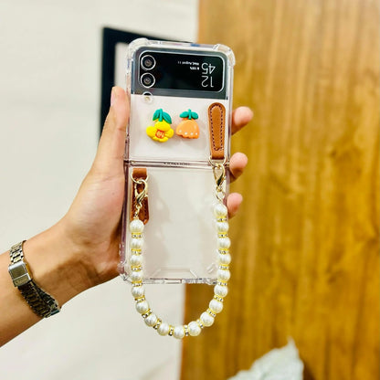Flower Pearl Chain Transparent Samsung Cover