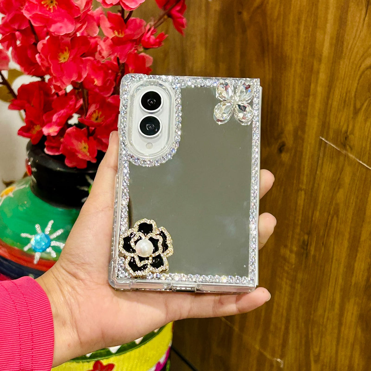 Mirror Stone Flower Samsung Fold Cover