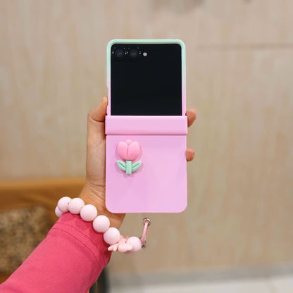 Gradient Pink Flower Samsung Flip Cover