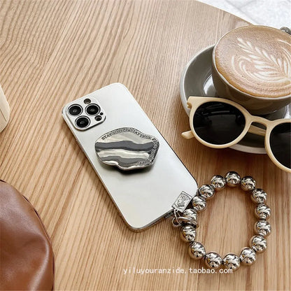Silver Stone Matte Case With Charm - ThePhoneCart